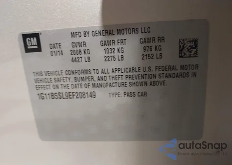 2014 Chevrolet Malibu 1Ls from USA, damaged, VIN 1G11B5SL9EF208149